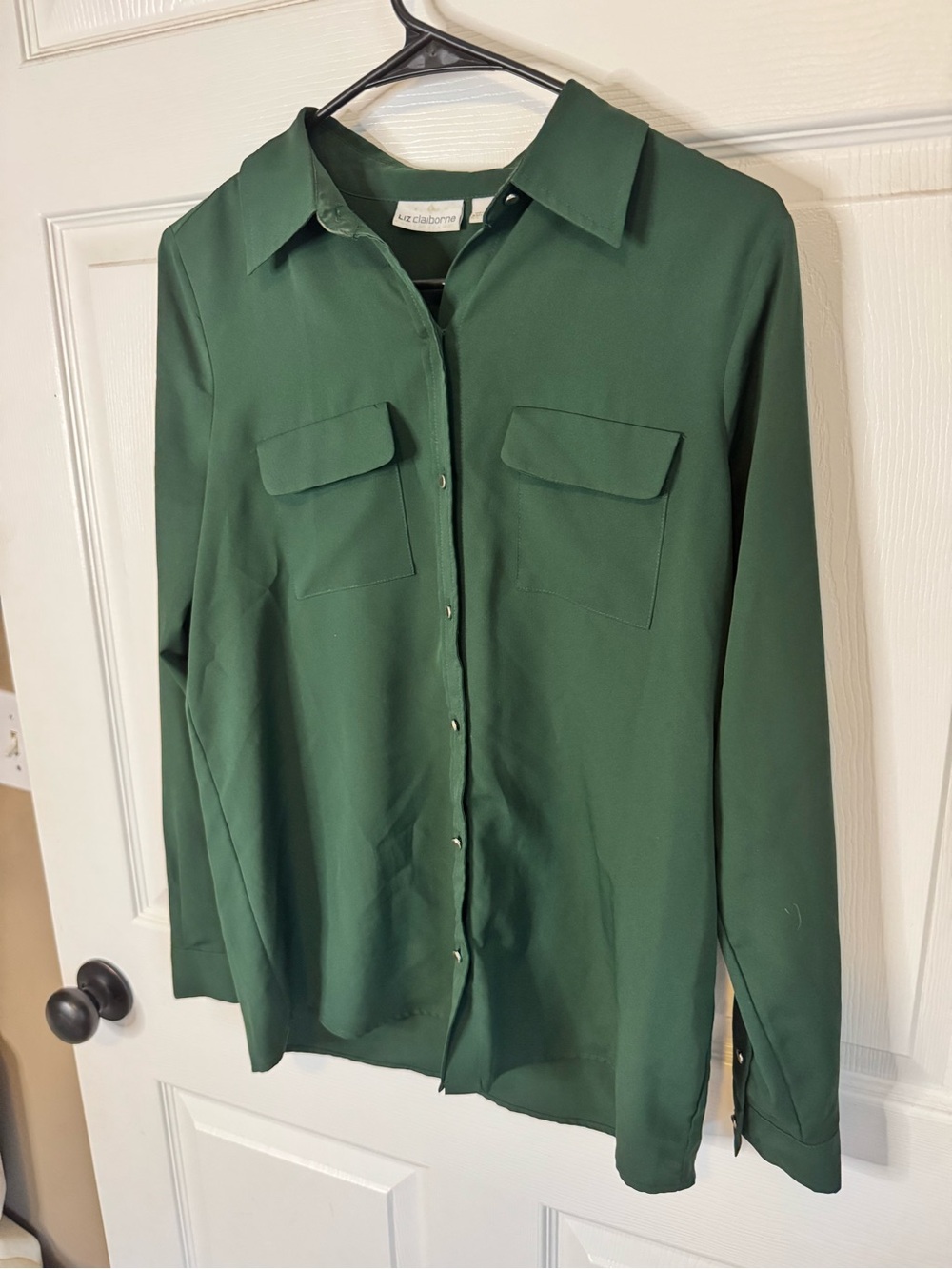 Liz Claiborne Dark Green V-Neck Top